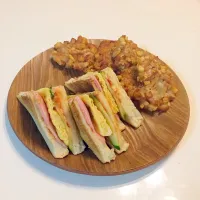 Snapdishの料理写真:ミックスサンド 
ポテト入りチキンナゲット|なほさん