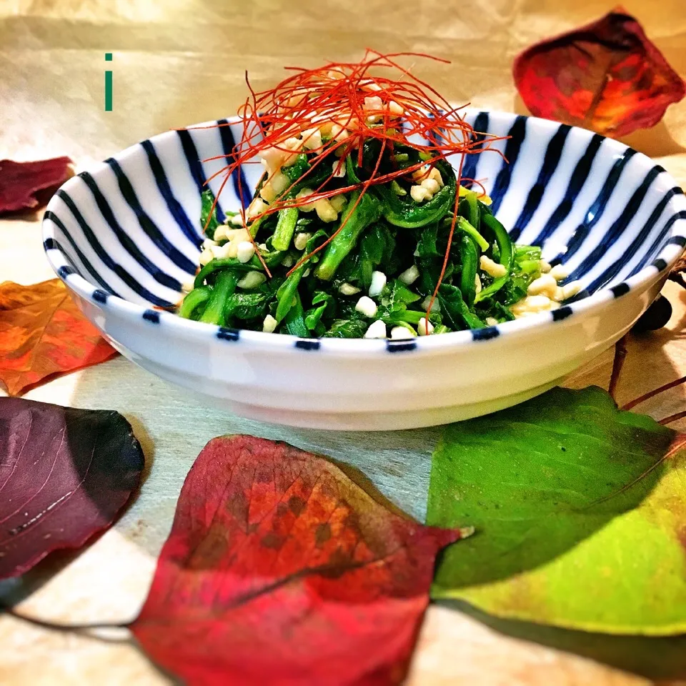 ことり*さんの料理 春菊の胡麻油炒め*  ～ピーナッツのせ～ 【Fried garland chrysanthemum w/ sesame oil, peanuts topping】|izoomさん