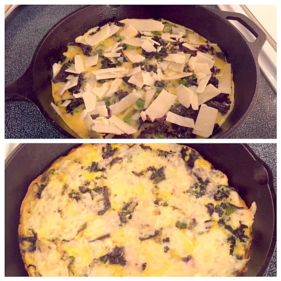 Snapdishの料理写真:Kale red onion Parmesan quiche|Kristen Johnsonさん