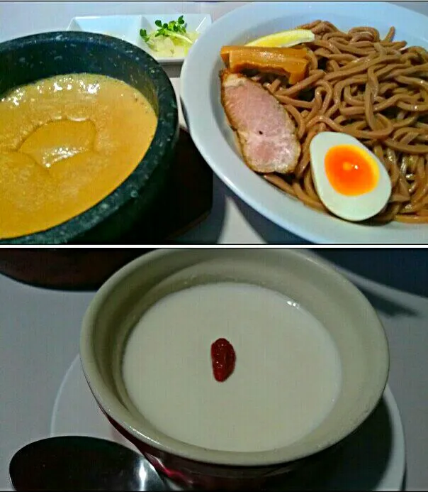 休日ランチ🎵 麺屋 たか 様🍜
 豆乳胡麻味噌つけ麺＆杏仁豆腐💮
 ボリュームたっぷり💗石鍋がグツグツいってま〜す🔥|メイメイda.さん