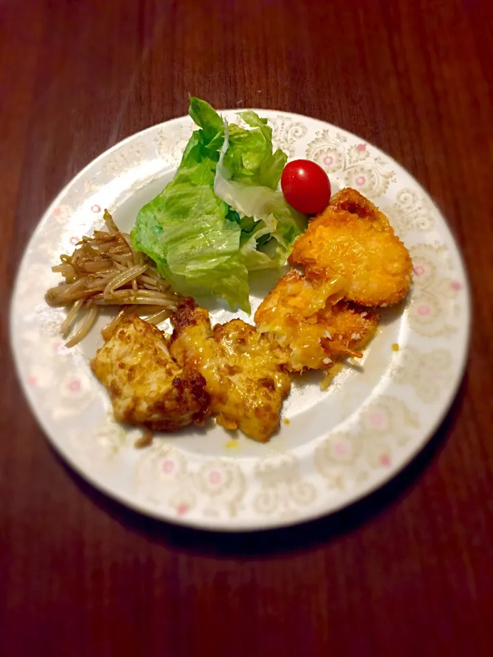 鳥胸肉のカレー粉焼とマヨケチャパン粉焼|7kidspapaさん