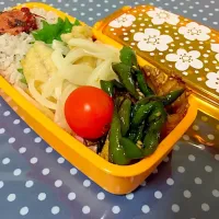 Snapdishの料理写真:アジの南蛮漬け弁当|ちひろさん