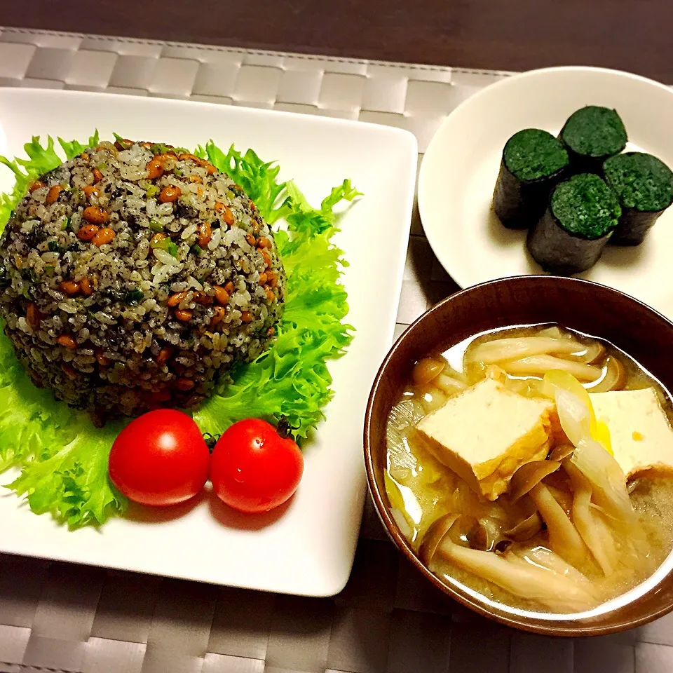 Snapdishの料理写真:味覇で♡黒ごま納豆炒飯|恭子さん