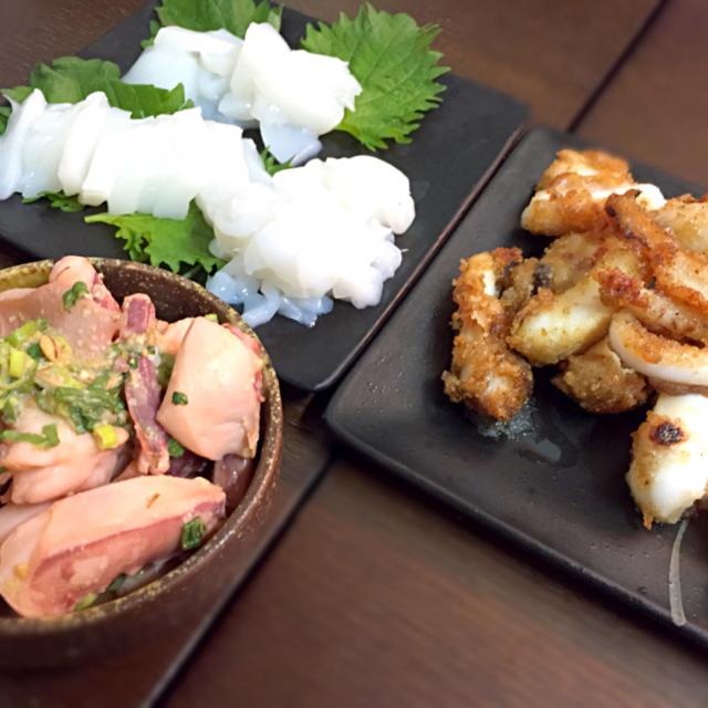 セーイカと紫イカの夕ご飯/Tedo's Kitchen Okinawa Snapdish[スナップディッシュ] (IDDqSX0a)