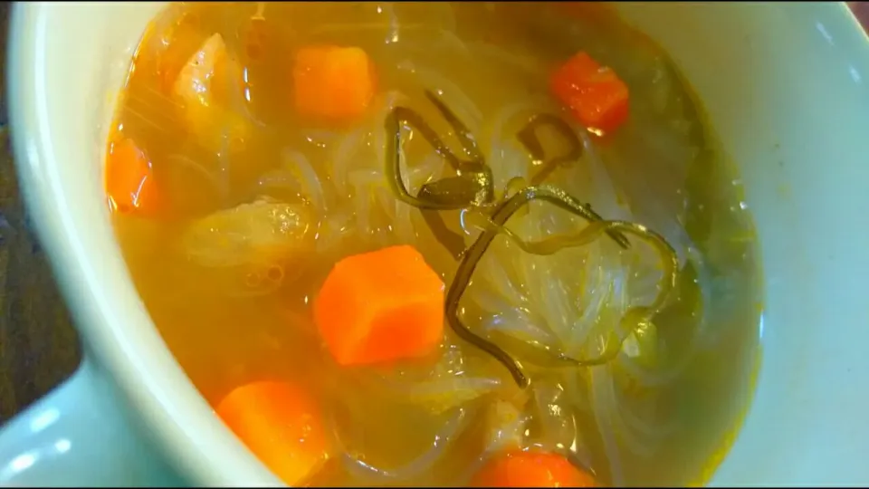 Snapdishの料理写真:野菜たっぷり💛中華風春雨スープ🍜
桜海老🌸干し椎茸🍄胡麻油で風味よく…💕|メイメイda.さん