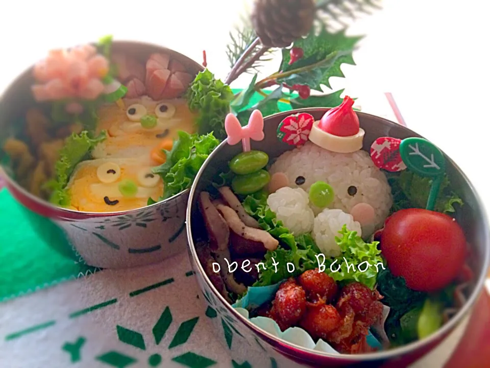 あゆみさんのクマさんの真似っこ弁当♪マフラーみえな〜〜い😭#キャラ弁 #クリスマス|Bちゃんさん