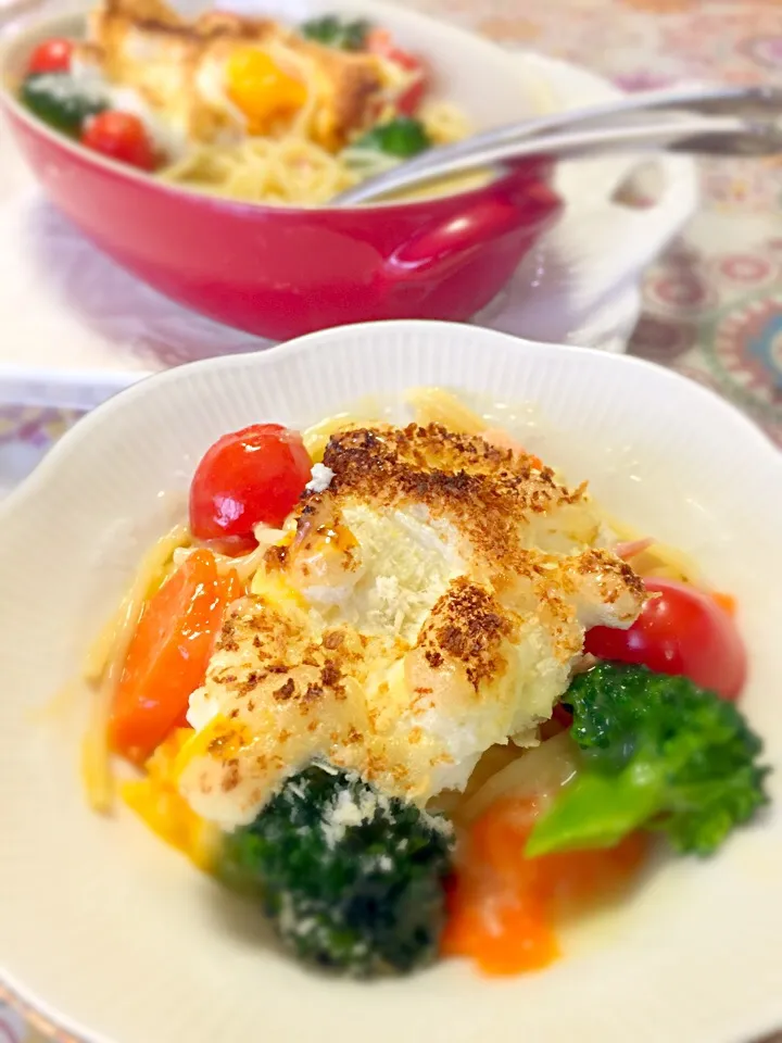 Snapdishの料理写真:ふわふわスフレの焼きスパゲッティ😋no.2|いしくん。（たまご王子🥚🐣🐥🐔）さん