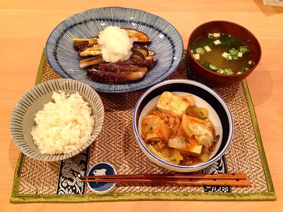 すきやき肉豆腐、ナスの香味浸し|m.s.さん