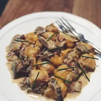 Pumpkin gnocchi,porcini and Gorgonzola