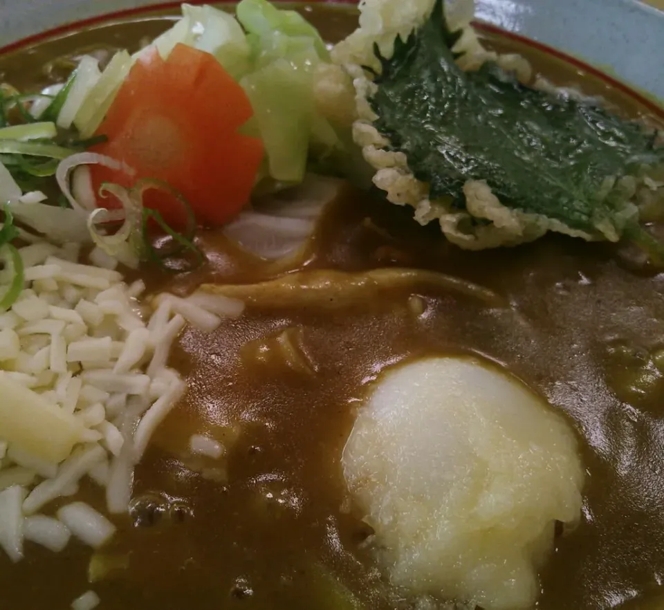 久しぶりの #豊橋カレーうどん 。ウズラのたまご、キャベツと大葉も豊橋産 のはず。|大石さん