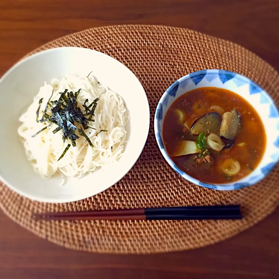 麻婆茄子風つけダレそうめん|tomoさん