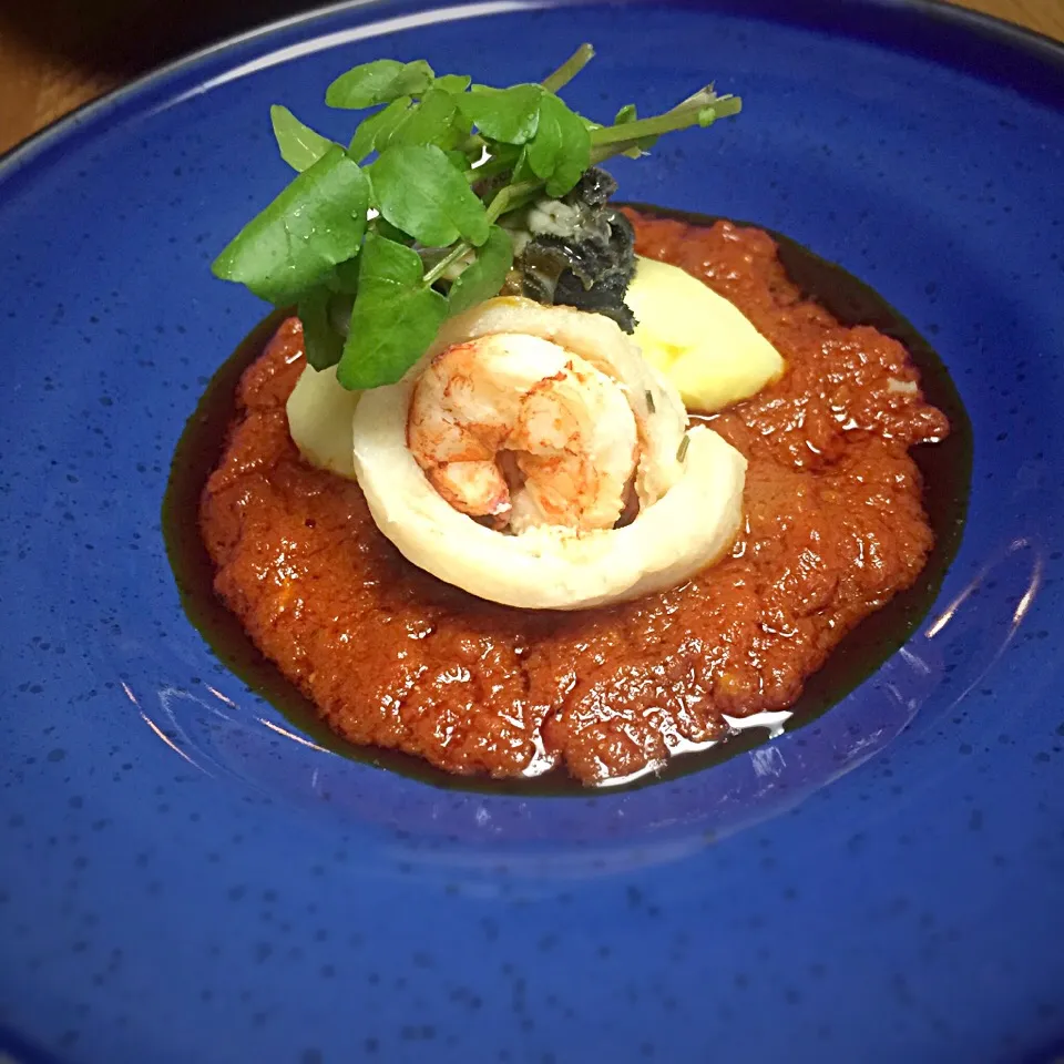 カレイと牡蠣とエビのホイル焼き トマトのソースで|TKさん