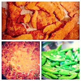 Cajun fried perch, red beans & rice w/ sugar snap peas|Liesel Ryanさん