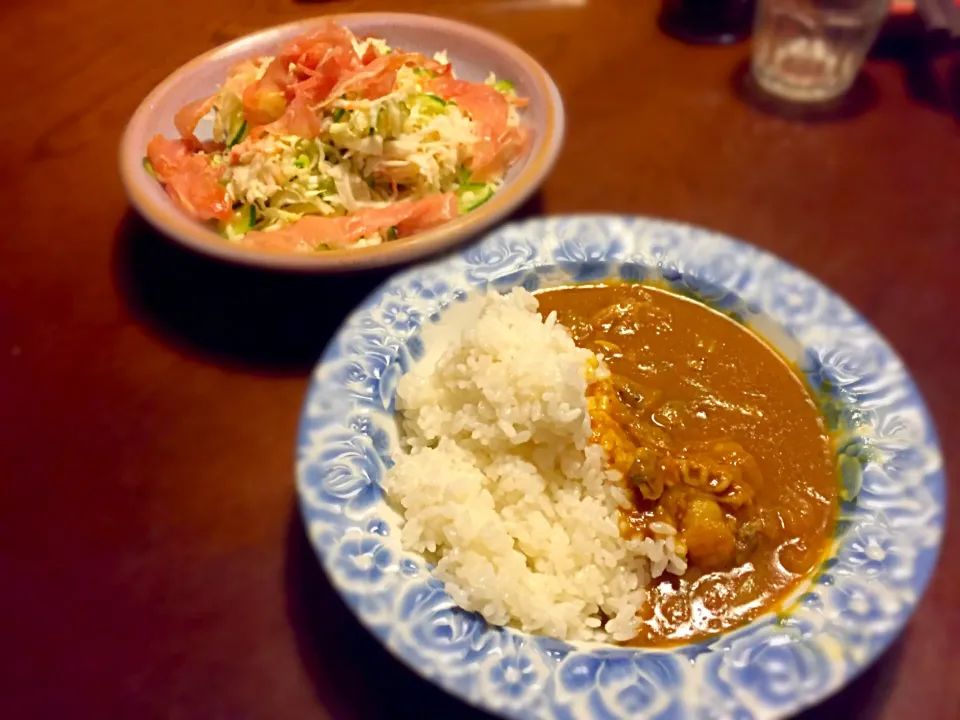 生ハムサラダとシーフードカレー|すうさん