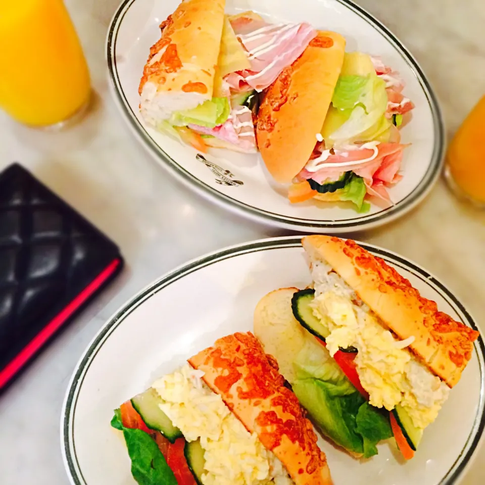 Snapdishの料理写真:Seafood salad and egg mayo sandwich|Tinky 🍒さん