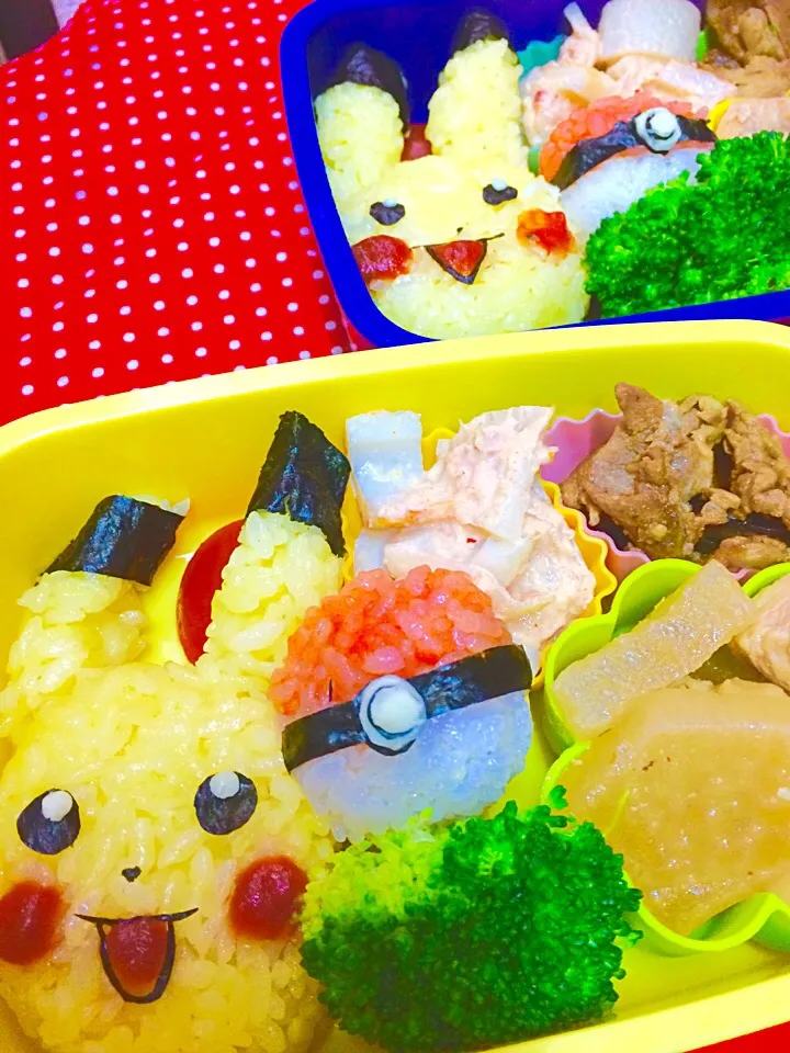 Snapdishの料理写真:次女 長男 幼稚園 お弁当|ひかりさん