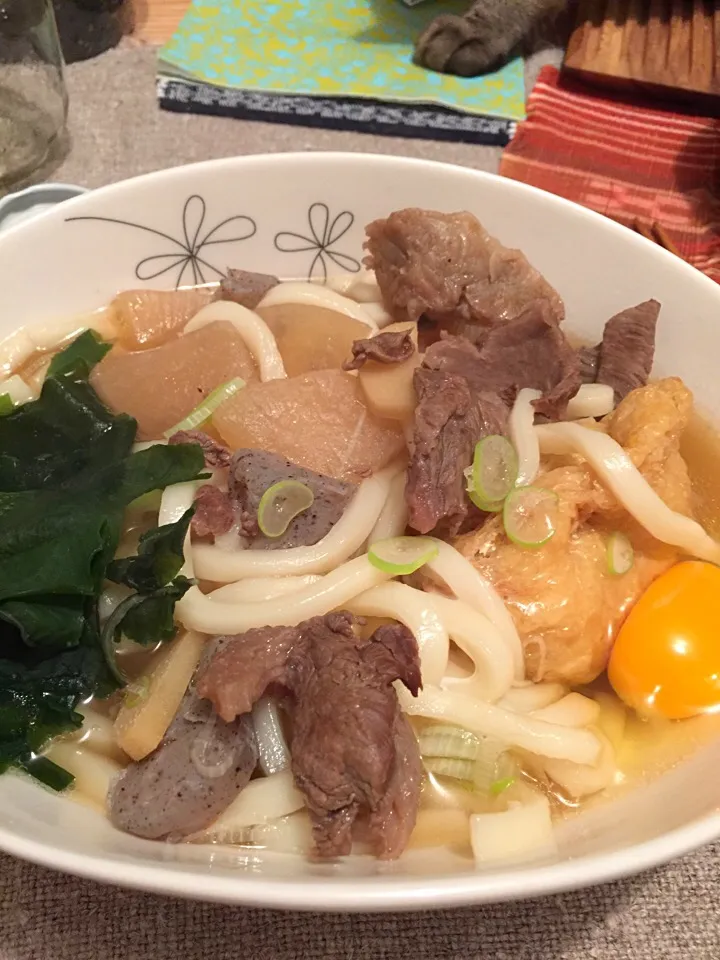 Udon with beef and an egg on top|MARIさん