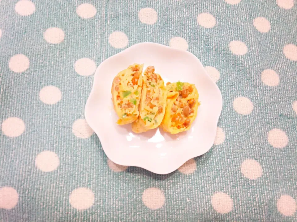 野菜と納豆のチーズ玉子焼き|にゃんこハンターさん