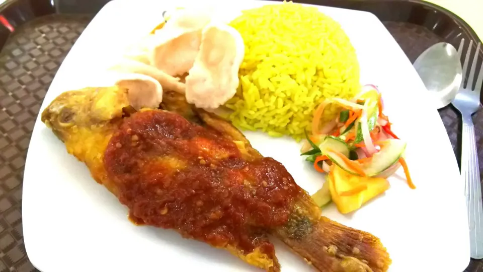 Nasi Berlank Ikan〰😋
ナシ＝ライス、イカン＝魚、ベルランクは？
クアラルンプール最初の夜はデパートのフードコートで〰🍛|quitaさん