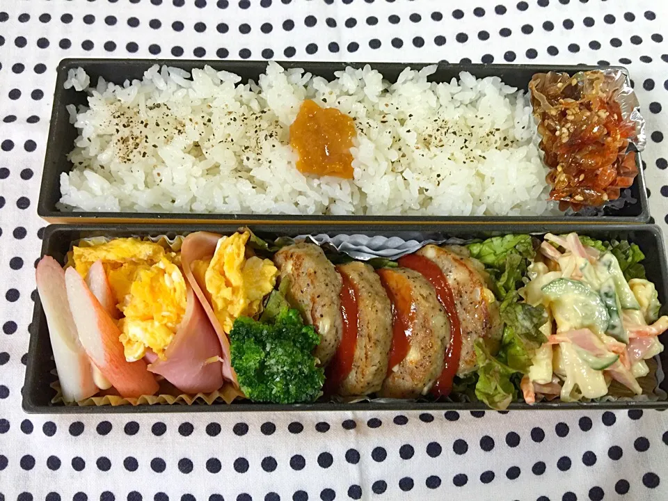 Snapdishの料理写真:チーズハンバーグ弁当|Kanegonさん