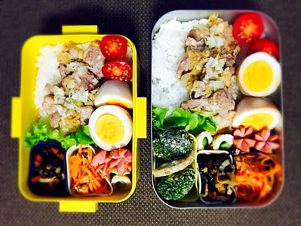 Snapdishの料理写真:11/26ネギ塩ロースのっけて弁当|スピカさん