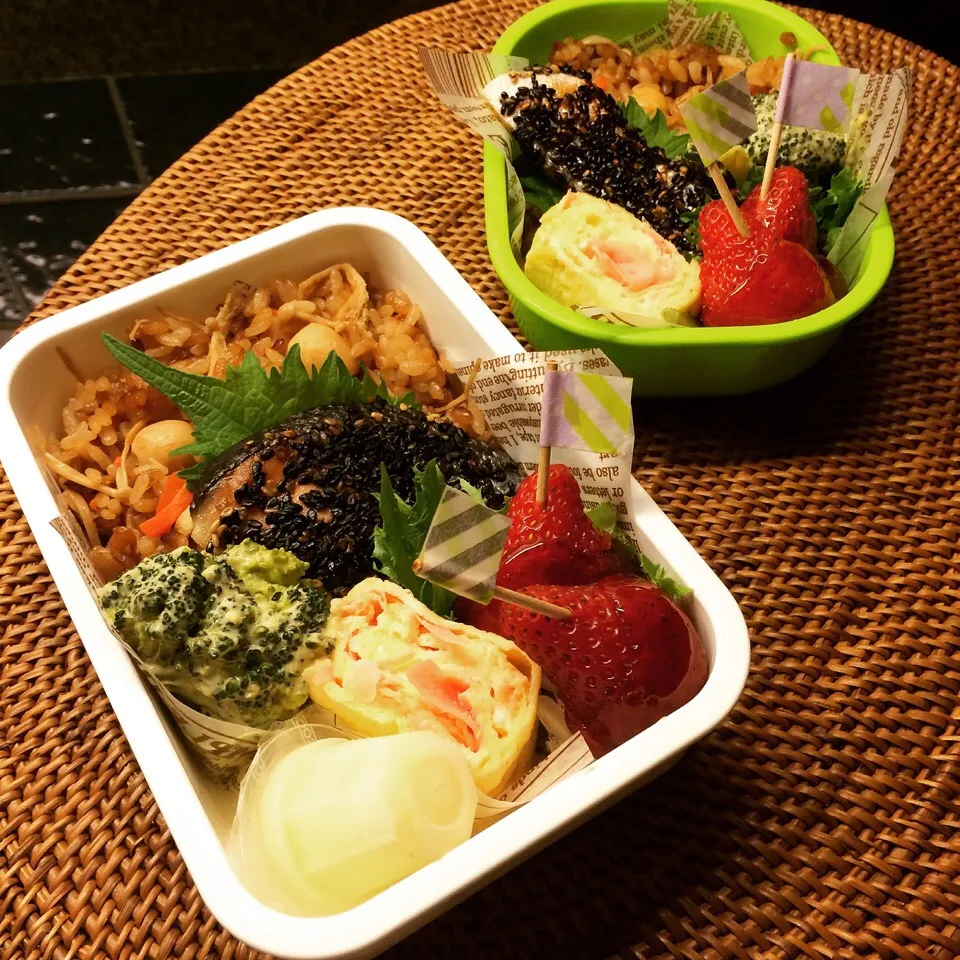 Seasoned rice with ginkgo bento. 銀杏の炊き込みご飯弁当|Yuka Nakataさん