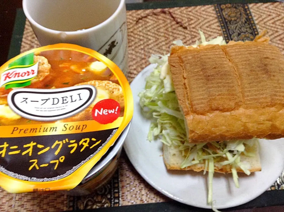 鯖サンド＆オニオングラタンスープ|まぐろさん