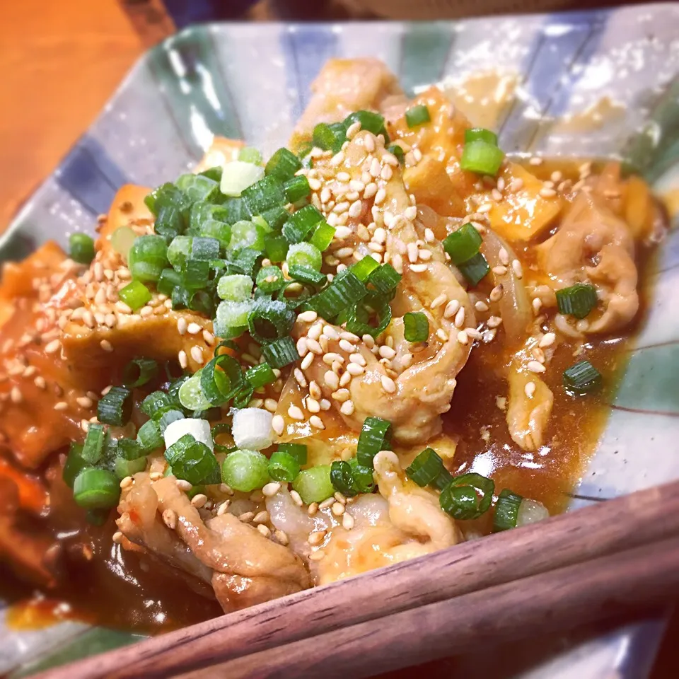 今日は真面目に。 厚揚げ&豚肉のピリ辛炒め|シーチキンさん