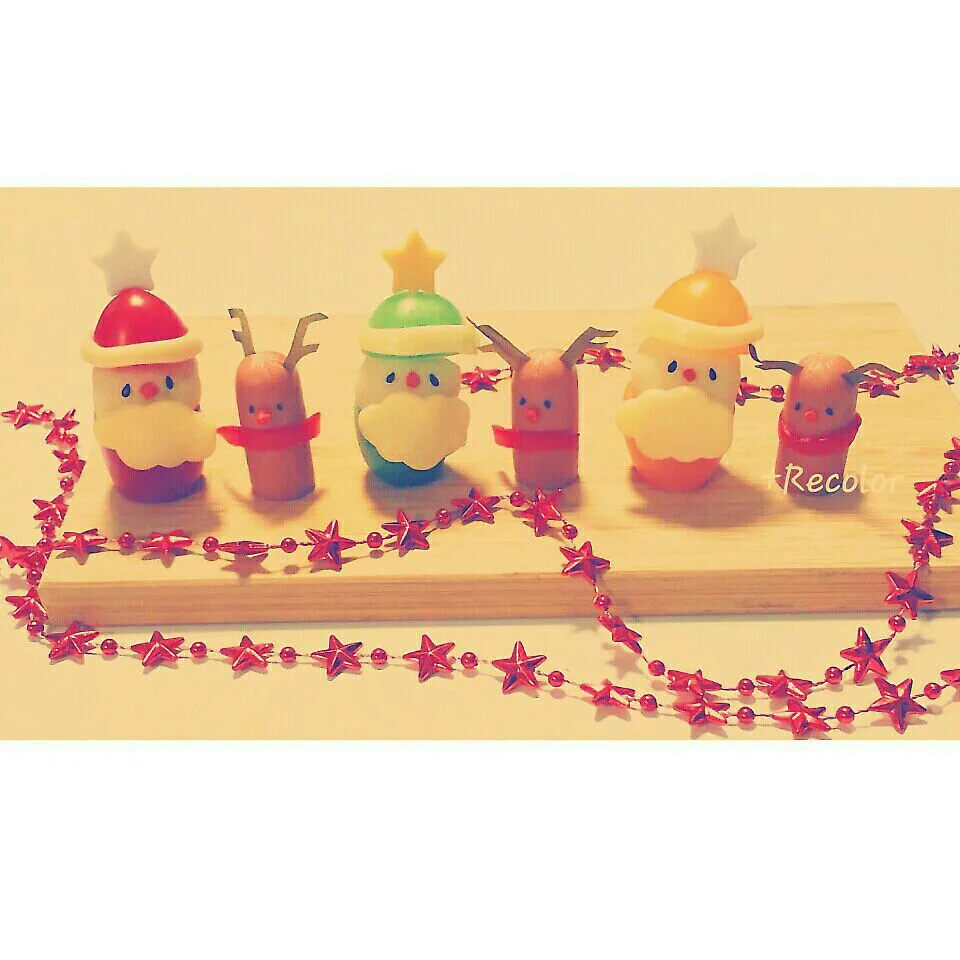 ハッピー クリスマス
 #クリスマス #サンタさん #トナカイ #キャラ弁 #ピンチョス|れいこさん