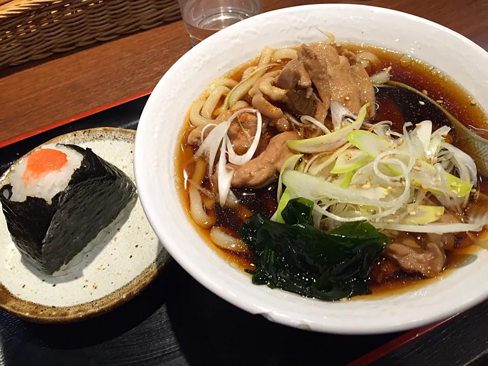 鳥うどんと明太子おにぎり|純さん