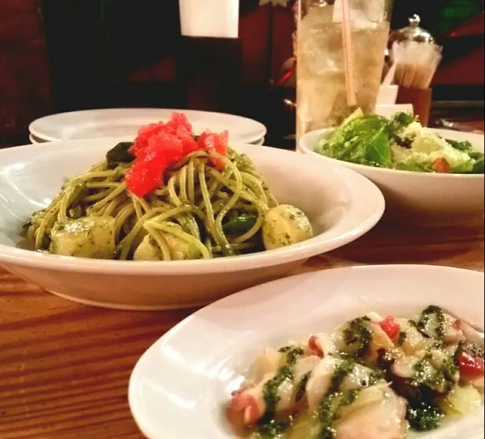 緑のlunch
タコのセビーチェ、
帆立とアスパラのジェノヴァソース
シーザーサラダ|直樹さん