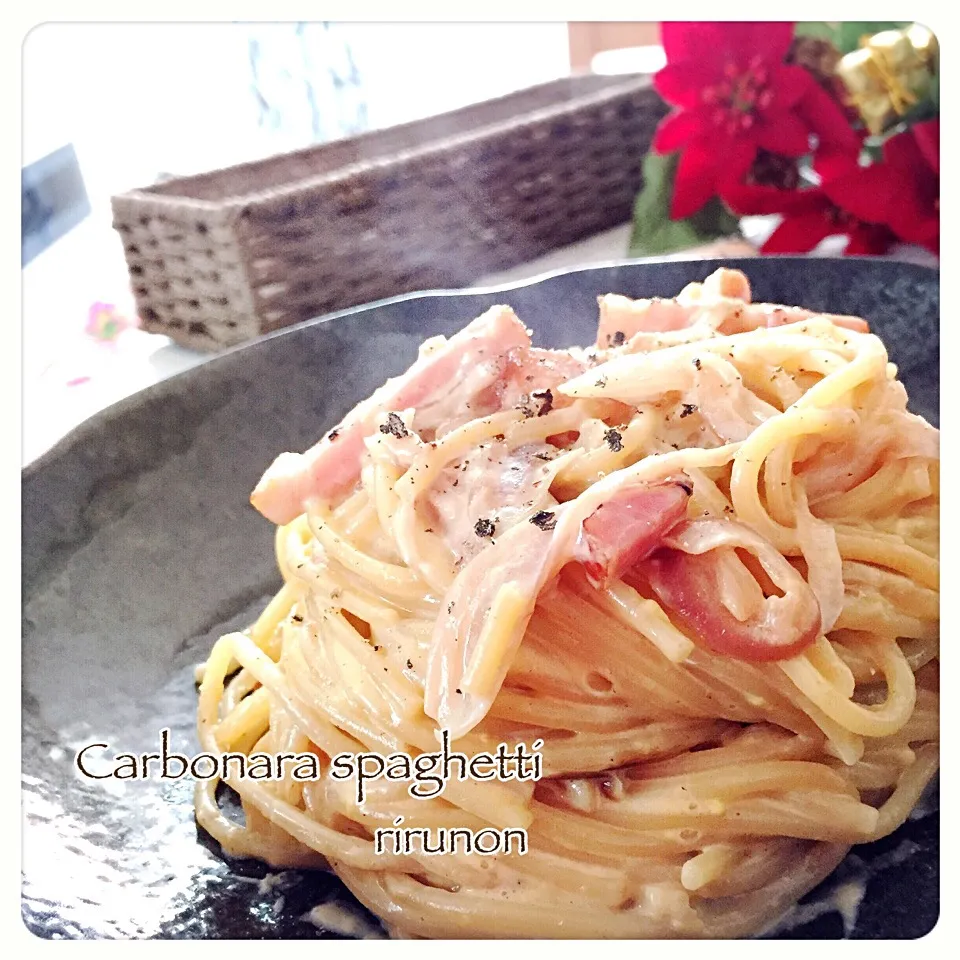 生クリームなしなのに超クリーミーカルボナーラスパゲティ🍝|りるのんさん