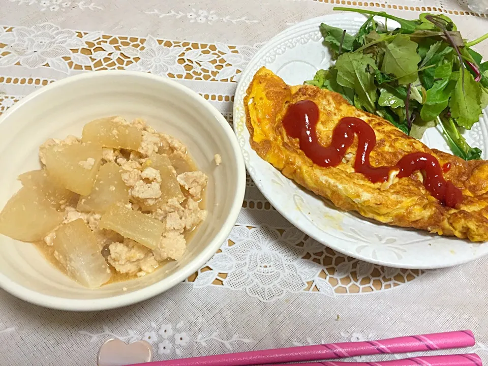 オムレツ、大根のそぼろ煮|yuki＊さん