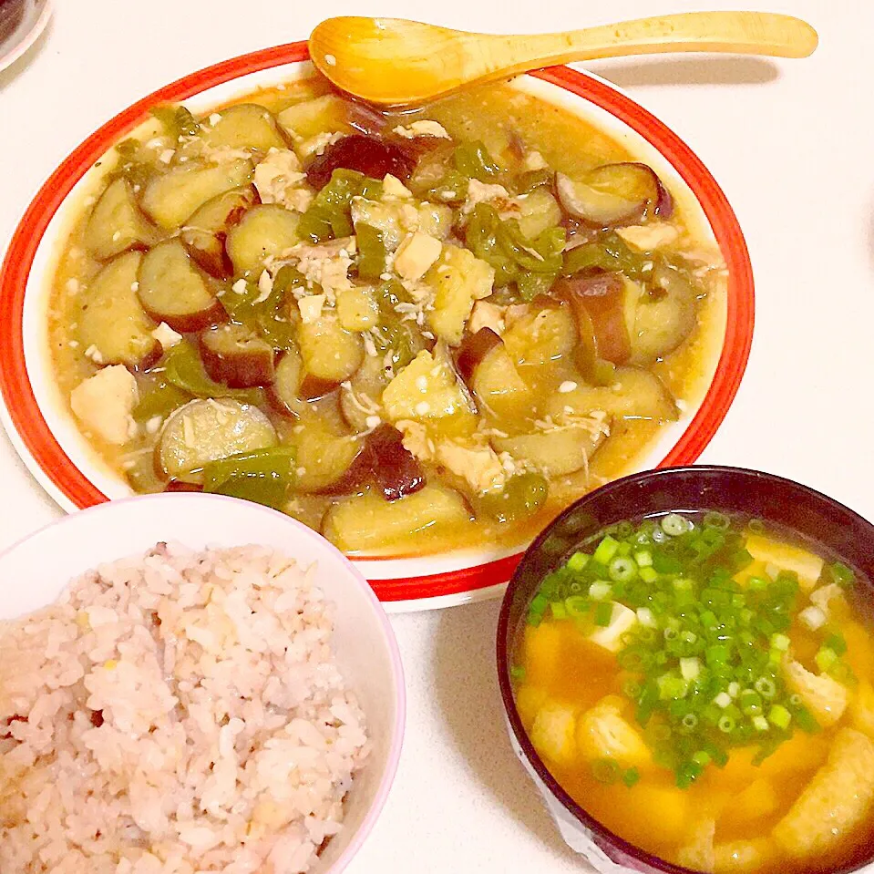 茄子とピーマンと鳥缶の炒めもの|輝さん