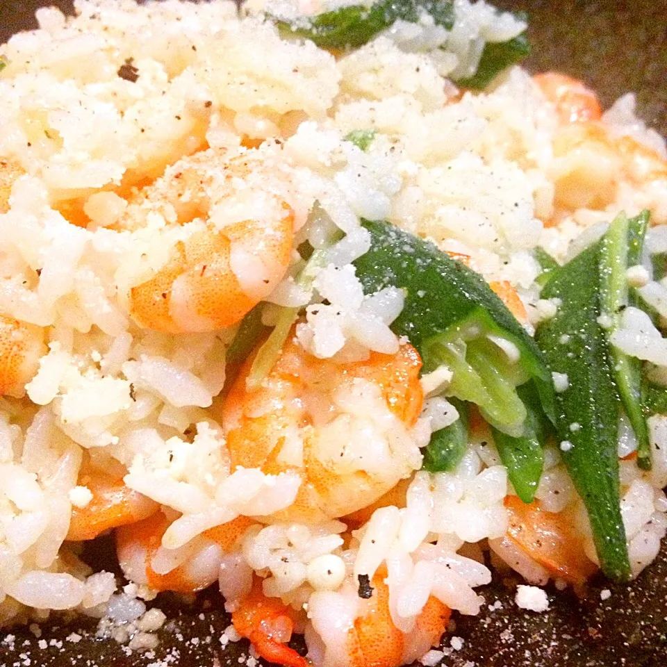 Fresh Prawn & Okra Risotto cooked olive garlic with lemon|Emanuel Hayashiさん