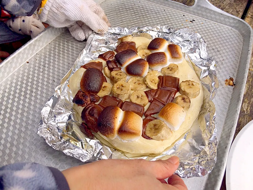 バナナチョコマシュマロピザ|きむらゆりかさん