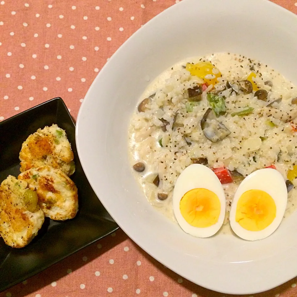 Snapdishの料理写真:蕪蒸しのチーズ焼き、バーニャカウダソースアレンジでカラフル野菜のリゾット|Snack PIYOさん