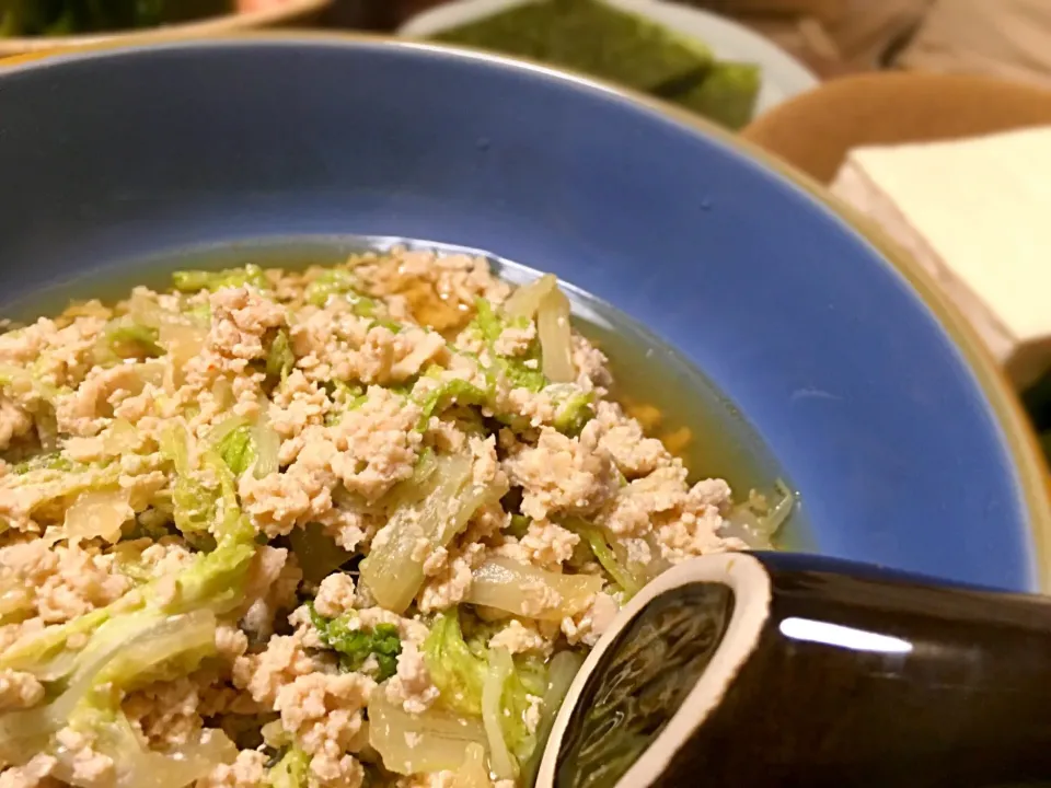 白菜と鳥挽肉のうま煮|のゆさん