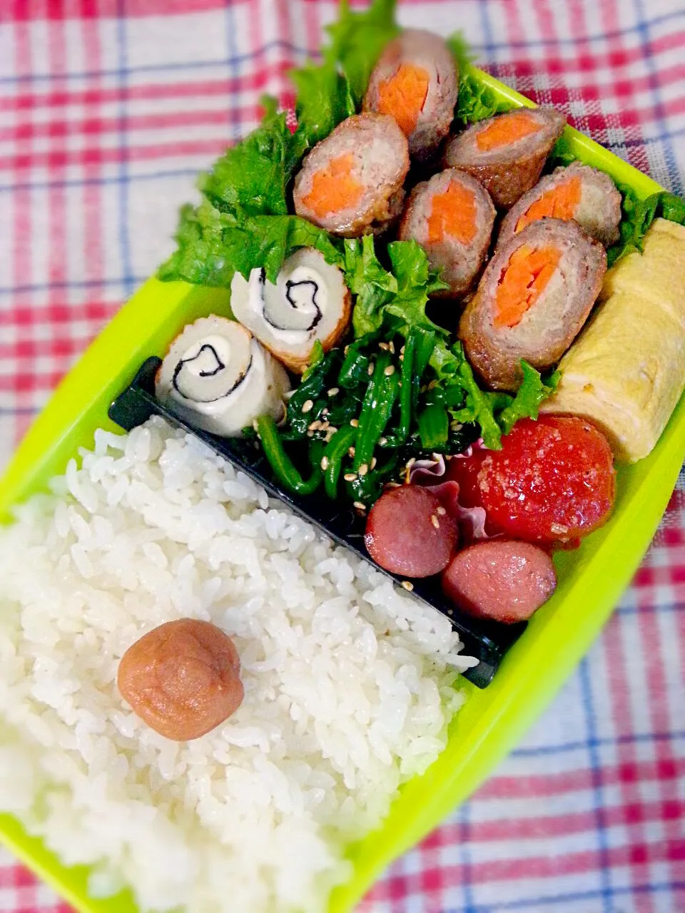 Snapdishの料理写真:牛肉の野菜巻き弁当|なべちゃんさん