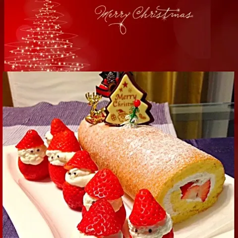 「北海道純生クリーム35　100ml」を使ってみたSnapdishの料理・レシピ写真:いちごロールケーキ💕🍓🎅🎅🎅🏼