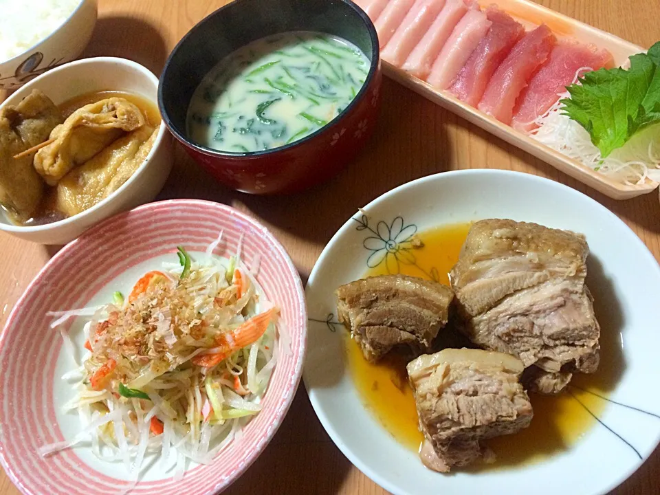 豚頑角煮、大根サラダ、|ちゃこさん