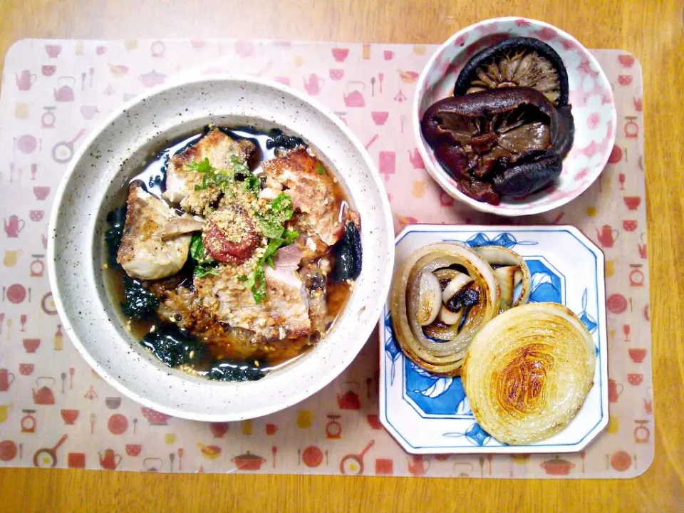 11月2７日 鯖茶漬け しいたけの旨煮 玉ねぎのグリル|いもこ。さん