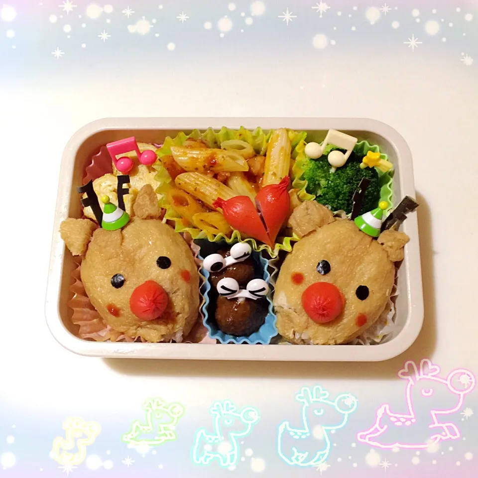 Snapdishの料理写真:クリスマス🎄赤鼻のトナカイ稲荷弁当|Makinsさん