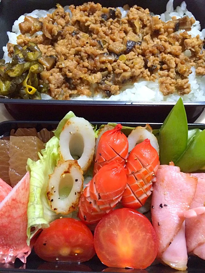 Snapdishの料理写真:男子弁当 肉味噌弁当だよぉ〜|Booパパさん