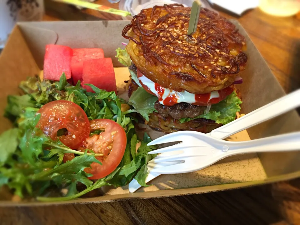 Snapdishの料理写真:ramen burger @one tea lounge|Natalia Wigunoさん