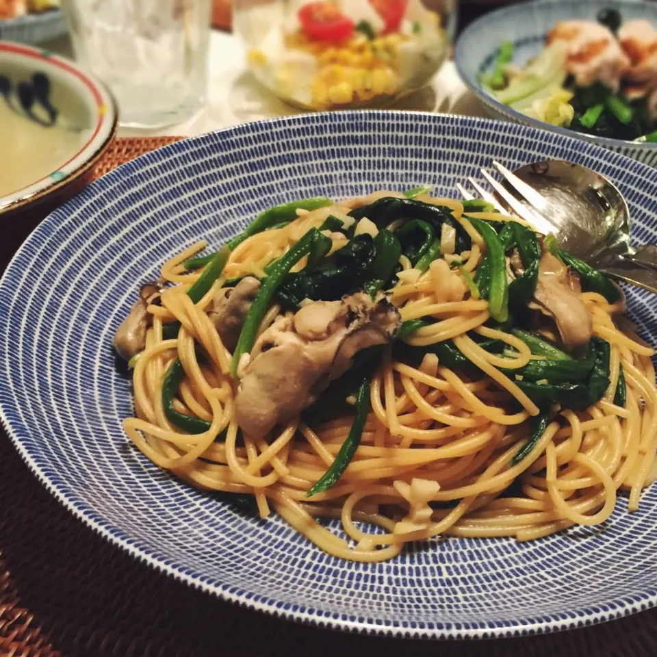 てつやさんの料理 牡蠣とちぢみほうれん草のバターソテー|麻紀子さん