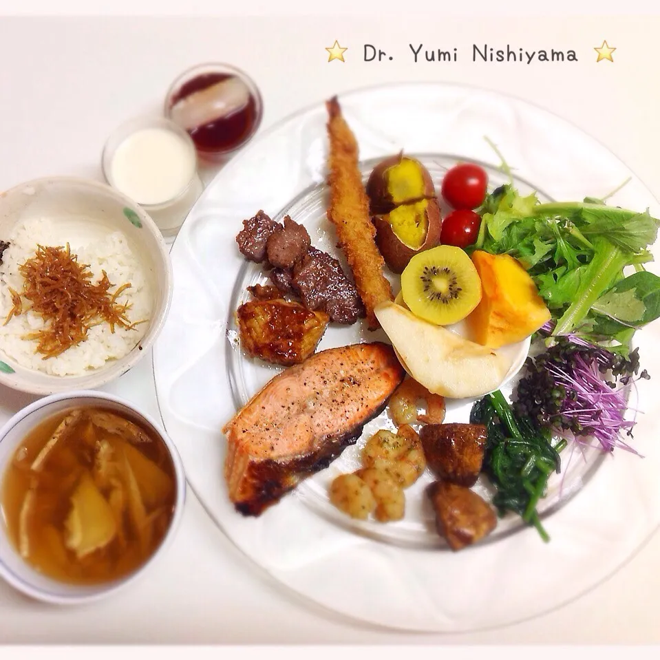 Snapdishの料理写真:2015年12月3日の「ドクターにしやま由美式ダイエットプレート」の朝食を皆さんにご紹介しますね‼️|ドクターにしやま由美式時計回りダイエットプレートさん