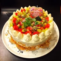 Snapdishの料理写真:旦那への節約バースデーケーキ|YUKOさん