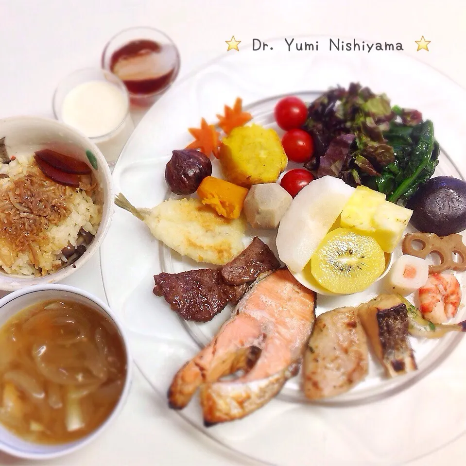 Snapdishの料理写真:2015年12月４日の「ドクターにしやま由美式ダイエットプレート」の朝食を皆さんにご紹介しますね‼️|ドクターにしやま由美式時計回りダイエットプレートさん