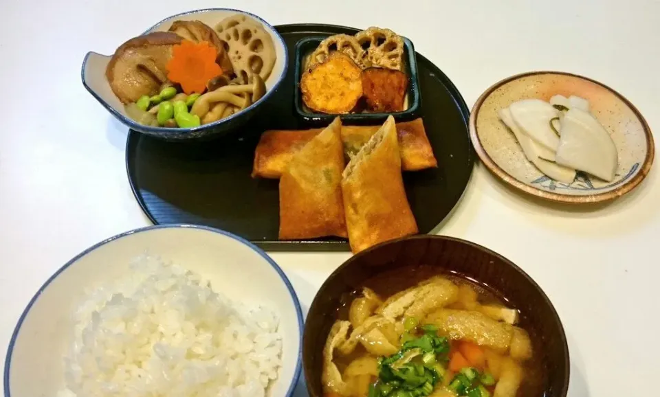 和食な晩御飯🌃🍴 仙台麩の炊き合わせ|らんちゃんさん